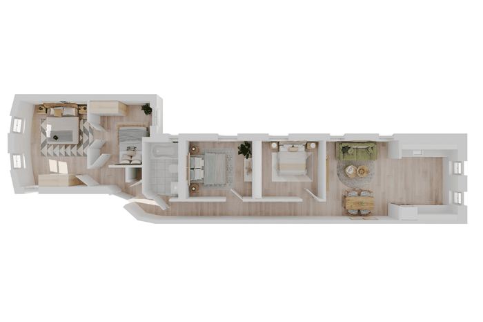 4 Bed Alternate Layout 3D