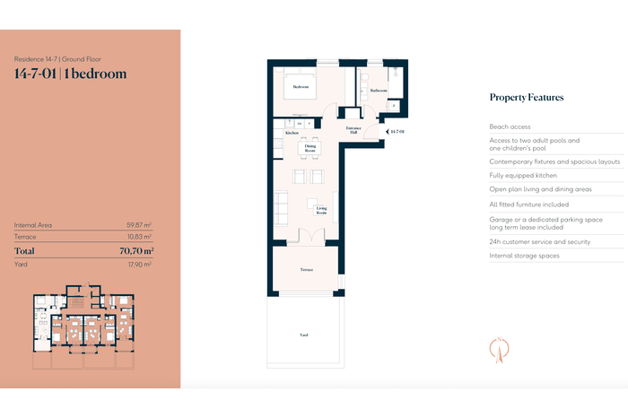 Lustica Bay - 1 Bed Flat for Sale - Floorplan 1