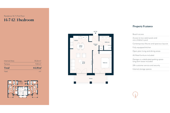 Lustica Bay - 1 Bed Flat for Sale - Floorplan 2
