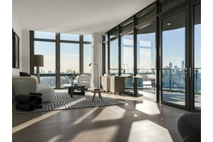 2 Bed/2 Bath Penthouse in Luxury Greenpoint Development, 20-Foot Ceilings, Floor-to-Ceiling Windows, Unobstructed Views of the Riverfront & NYC Skyline, W/D in Unit