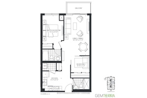 East South View W Two Bedrooms 2 Full Bathroom, 695 Sq.