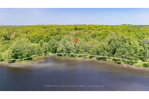 A prime waterfront building lot on Large Lake Manitouwabing with a long view and stunning west exposure for amazing sunset filled skies.