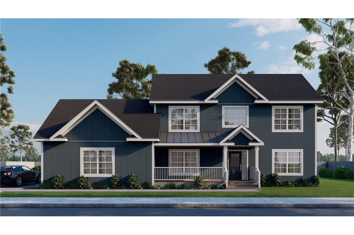 Craftsman-style home with a front lawn and a porch