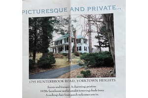 Located in Westchester County, in the Hamlet of Huntersville, this picturesque and private 1920 s farmhouse is situated on beautiful 1.