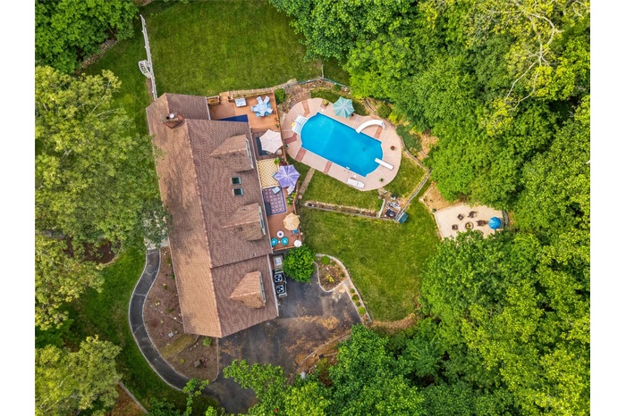 Aerial view of a pool