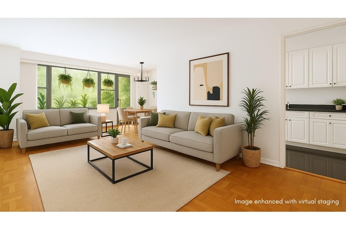 Living room with a chandelier