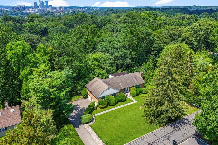 Bird's eye view of a heavily wooded area