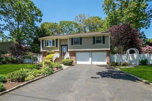 Lovely 3 BR Hi Ranch In Islip School District Cozy Great Room With Bar And Wood Burning Fireplace and Sliders To Private amp ; Large Backyard With Koi Pond, Sky ...