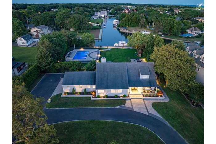 Aerial view of a large body of water