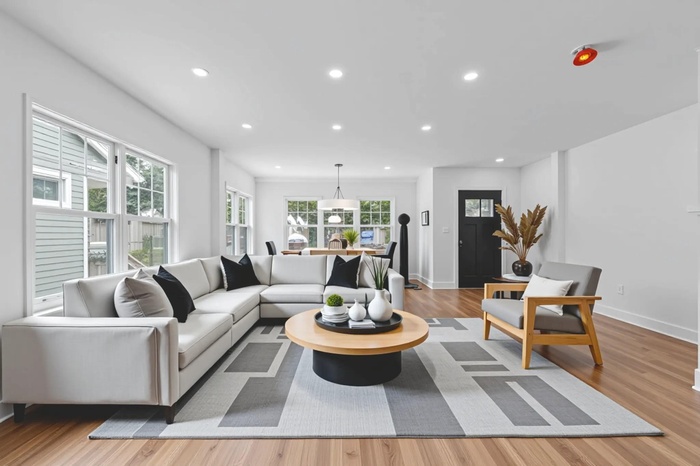 Living room featuring recessed lighting and wood finished floors