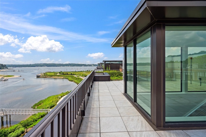 Balcony with a water view