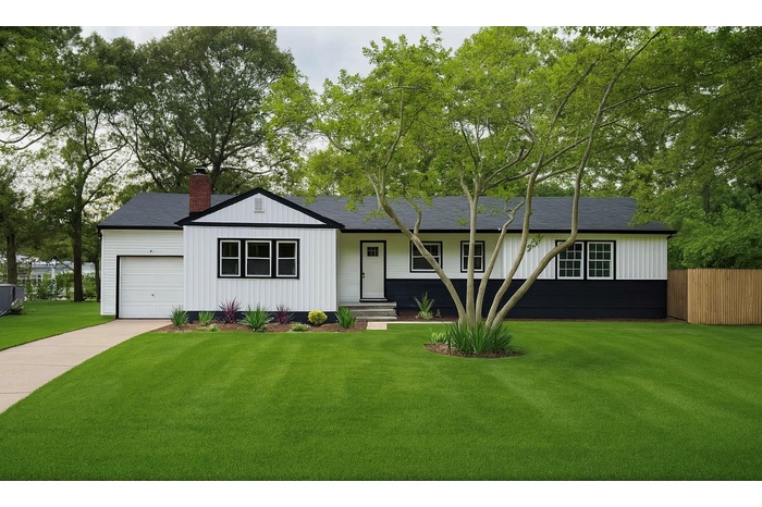 View of front of house with roof with shingles, a chimney, and driveway