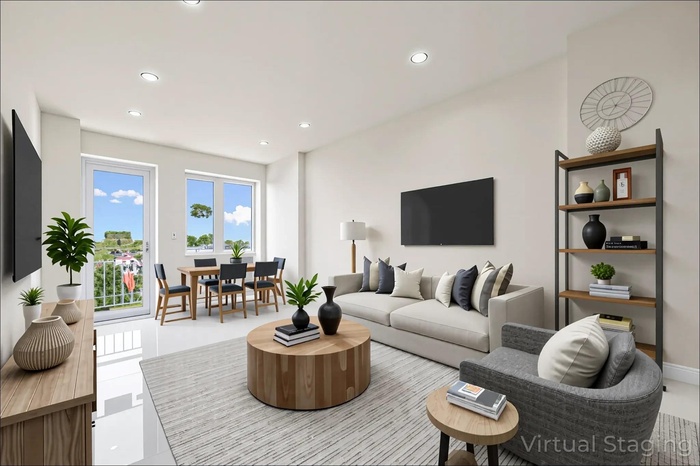 Living area featuring recessed lighting