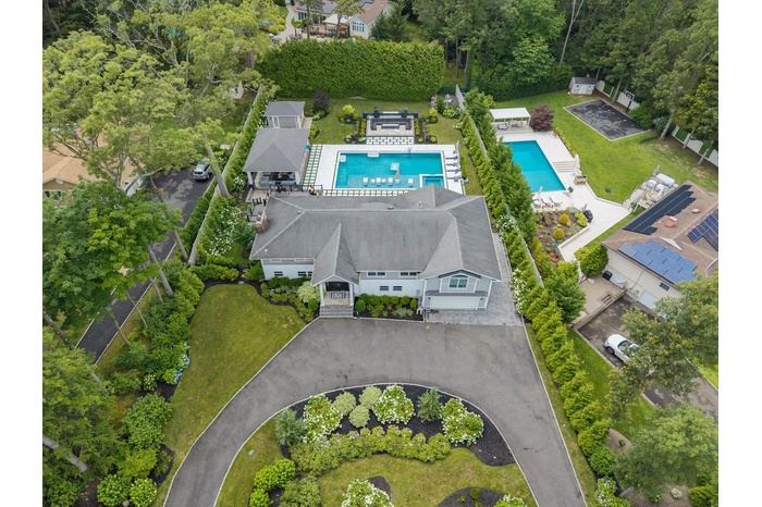 Aerial view of a pool