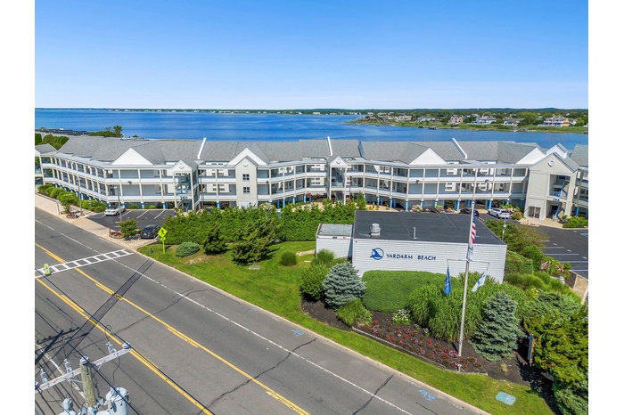 Drone / aerial view of a large body of water