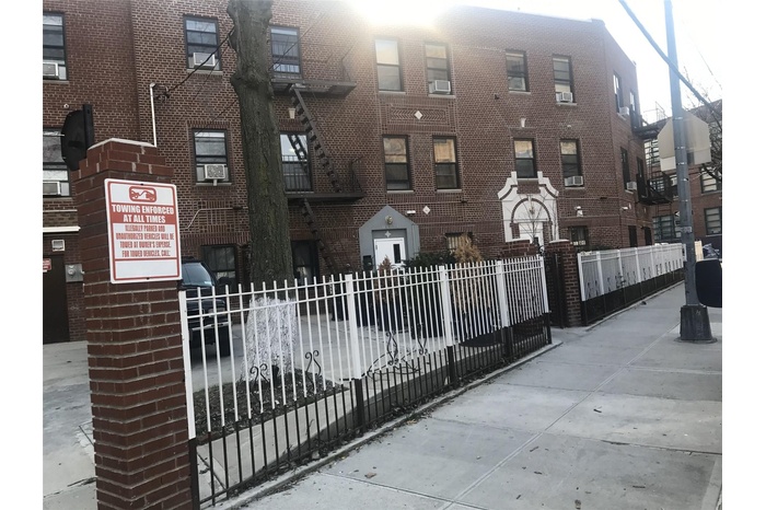 View of the front entrance of the building.