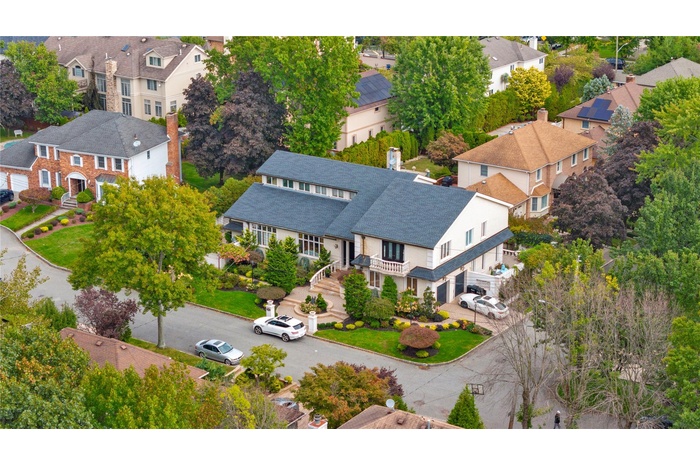 Aerial perspective of suburban area