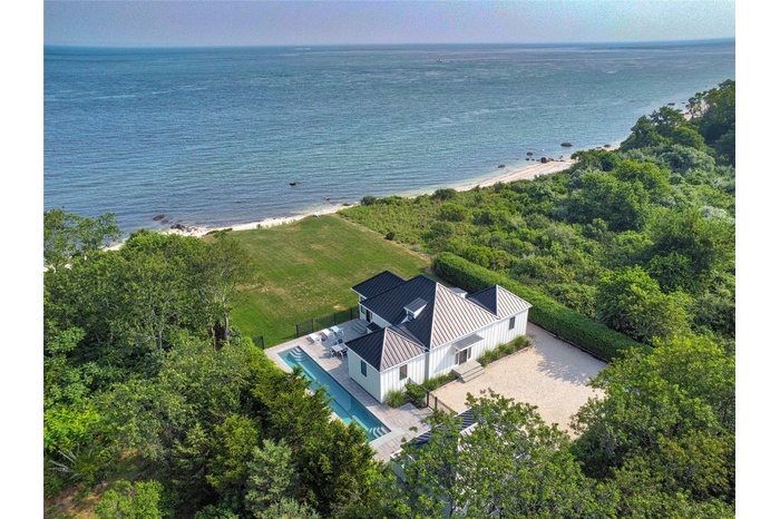 View from above of property with unending shoreline
