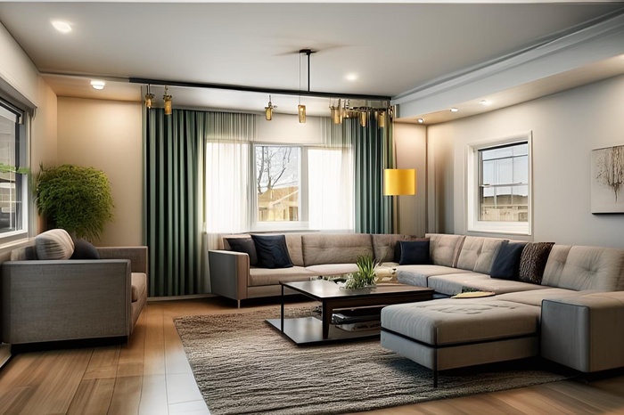 Living room featuring recessed lighting, wood finished floors, and plenty of natural light
