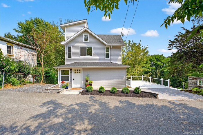 View of front of house featuring roof with shingles