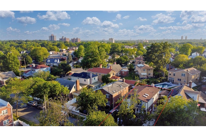 Aerial perspective of suburban area
