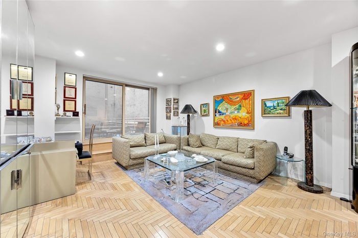 Living room with recessed lighting