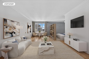 As spacious as a one bedroom, this oversized alcove studio easily accommodates a full suite of furniture including a king size bed !