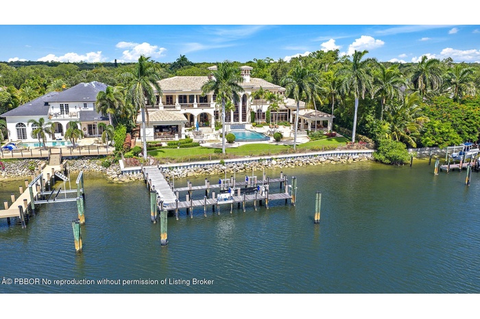 2330 Seven Oaks Lane waterfront with dock and resort style infinity pool