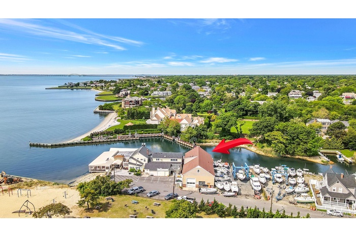 Bird's eye view of a nearby body of water