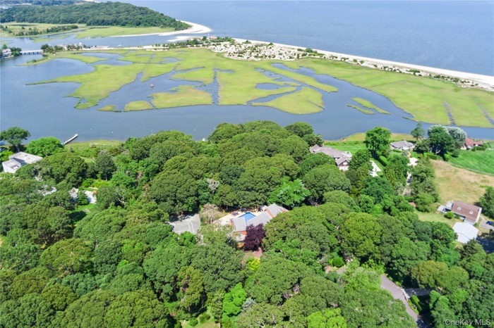 Aerial view of property's location featuring a large body of water