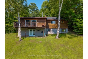 Over an acre of gently sloping property with 100 feet of sandy shoreline on Virtue Lake, perfect for swimming and family fun.