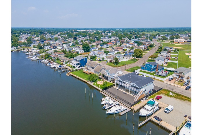 Drone / aerial view of a large body of water