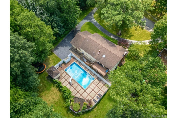 Aerial view of a pool
