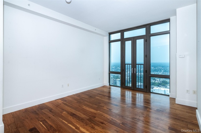 Living room with Juliette doors