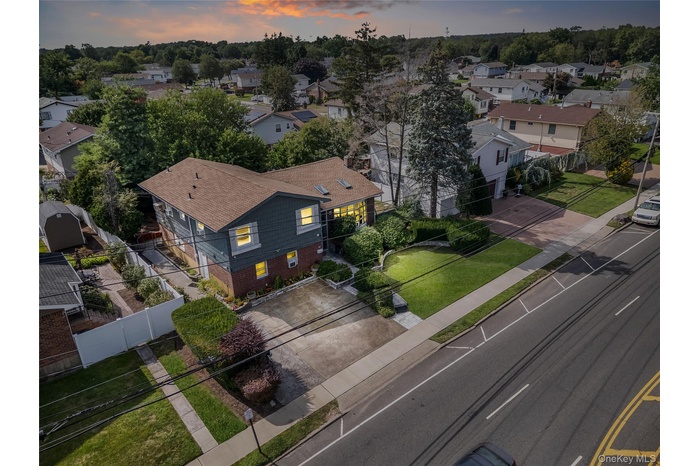 Aerial perspective of suburban area