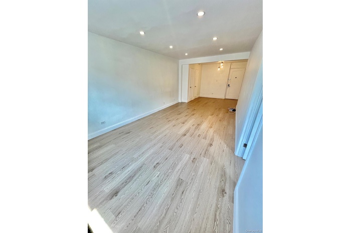 Spare room with light wood-type flooring and recessed lighting