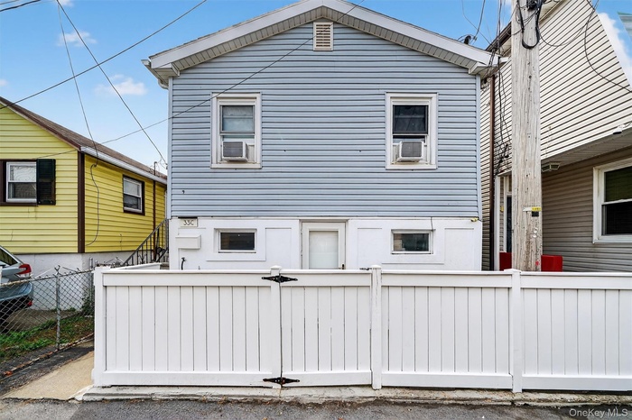 Back of property featuring a fenced front yard