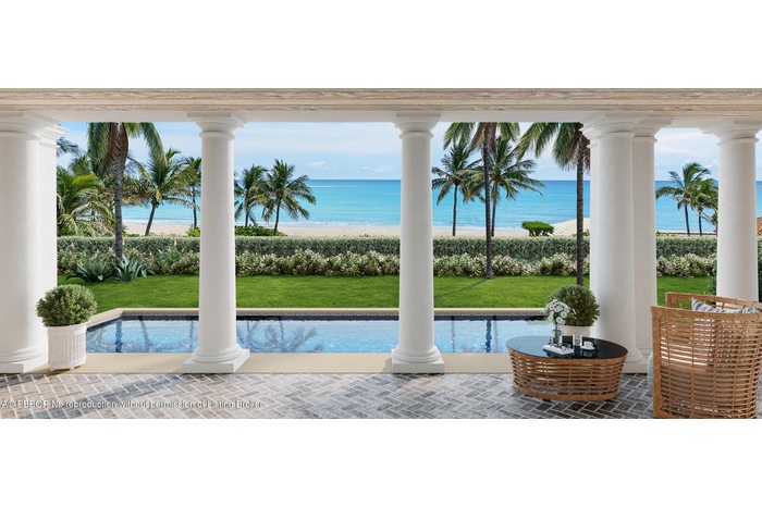 Front porch overlooking pool and the Atlantic Ocean