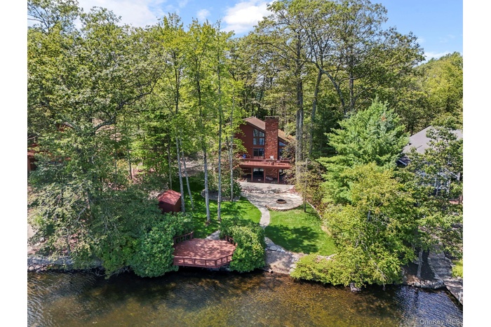 Aerial view of a nearby body of water