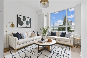 Welcome to Suite 135, an elegant east facing 1 bedroom den, 2 bathroom residence offering 10 foot ceilings and a thoughtfully designed ground floor layout.