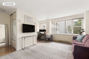 This triple mint L shaped studio is spacious, bright and exceptionally quiet.
