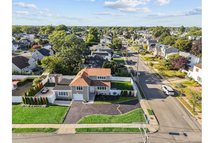 Aerial perspective of suburban area