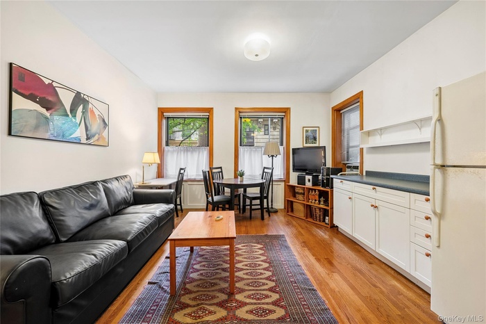 Living area featuring light wood finished floors