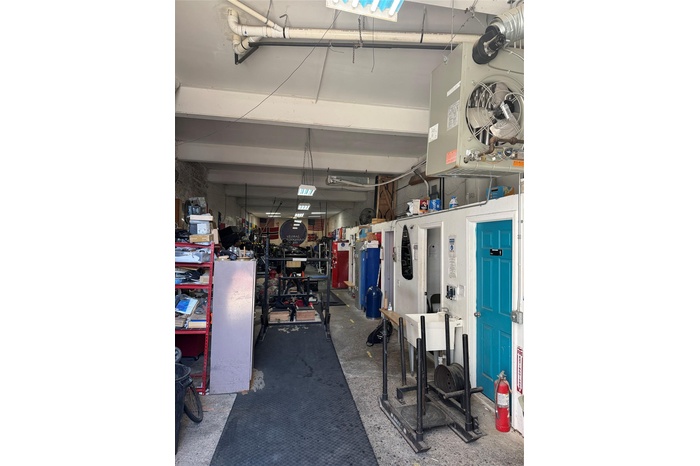 Garage with a workshop area
