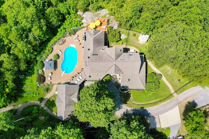 Aerial view of a pool