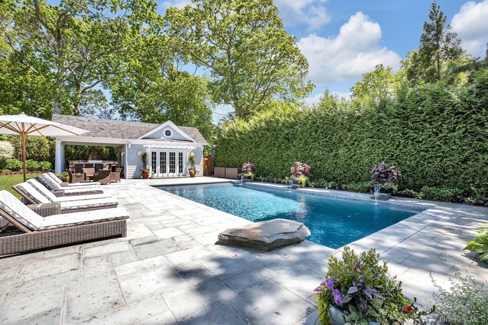 Pool with waterfall