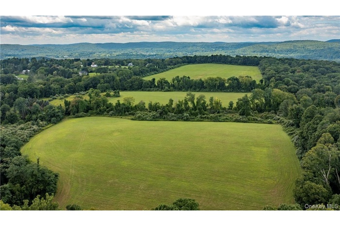 View of the parcel from east to west, showing all three fields.