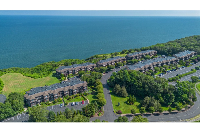 Aerial view of property's location with a large body of water
