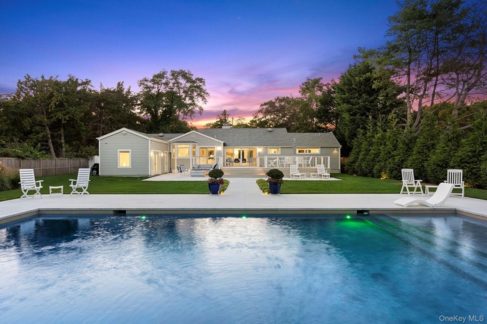 Swimming pool with a patio
