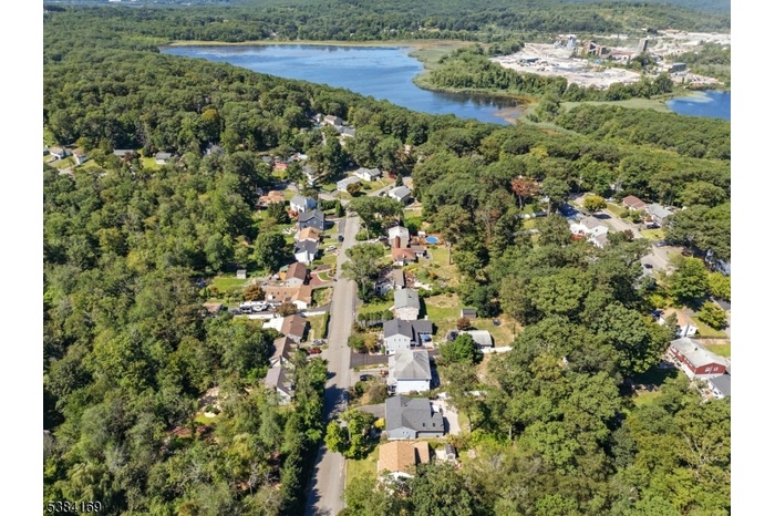 Aerial of lake from home